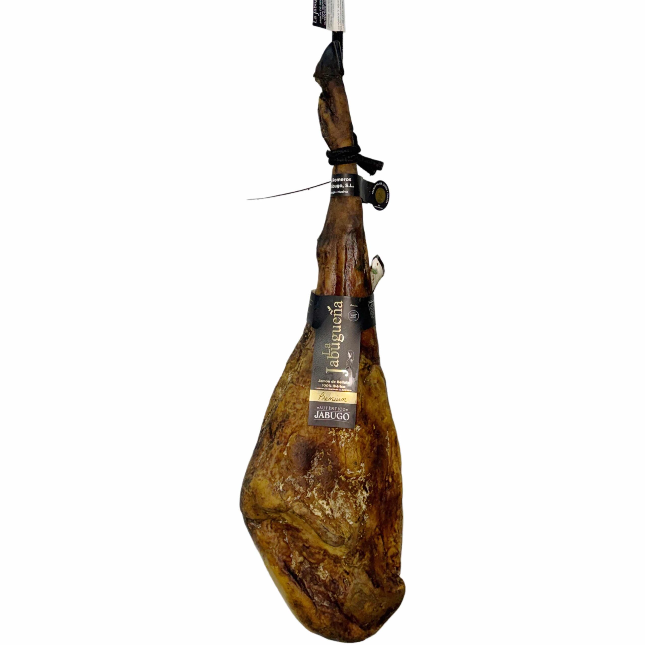 Comprar Jamón Bellota 100% Ibérico La Jabugueña. Auténtico Pata Negra de Jabugo con precinto negro y sabor intenso.